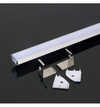 Monteringssæt med Diffuser - LED-Strips, Hjørne, 2000x19x19mm, Sølv