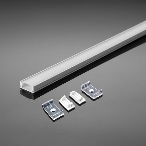 2m hvid aluprofil sæt - LED-strip profil, overflademontering, 200x2,35x1,04cm