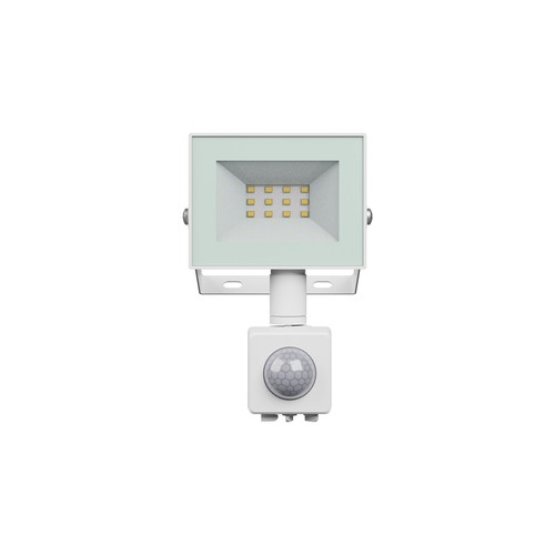 Noctis Lux 4 projektør 10W - Varm hvid, 230V, IP44, 94x150x53mm, hvid, PIR sensor