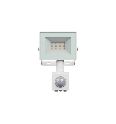 Noctis Lux 4 projektør 10W - Varm hvid, 230V, IP44, 94x150x53mm, hvid, PIR sensor