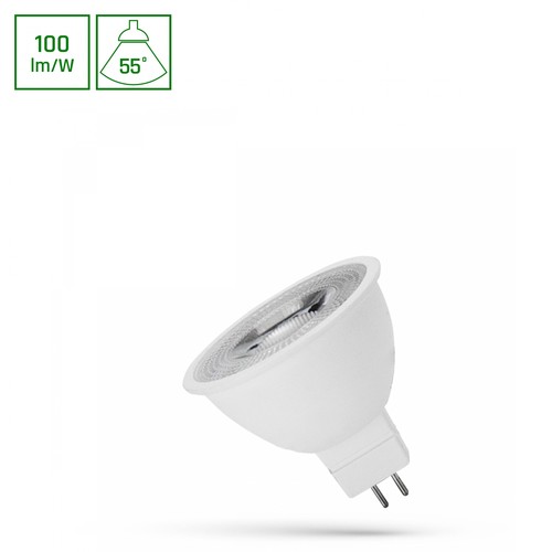 LED MR16 4W - 12V, 55 grader, kold hvid, med linse, Spectrum