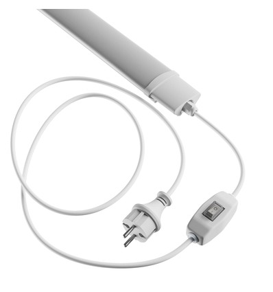 120cm LED armatur m. stik og afbryder - 36W, 230V, 2m kabel + stik, tænd/sluk, IP65