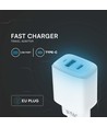 20W Opladeradapter - 1 PD+1 QC port, hvid