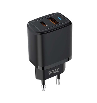 Opladeradapter 20W - 1 PD+1 QC Port, Sort