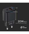 Opladeradapter 20W - 1 PD+1 QC Port, Sort