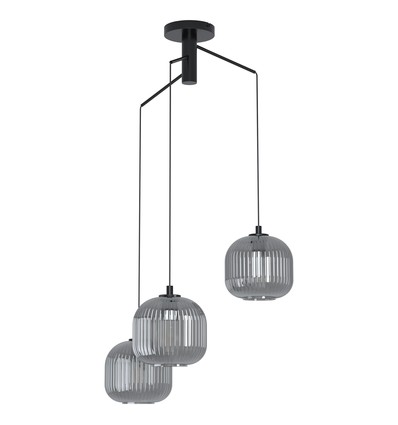 Outlet: EGLO Mantunalle Pendel Lampe Til 3xE27 Klynge i Røget Glas