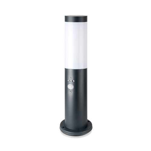Pullertlampe med PIR-sensor E27 - Rustfrit stålhus (45 cm), Grå, IP44.