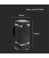 LED væglampe E27 - sort hus, kvadrat, IP44