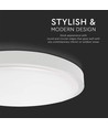 24W LED Dome Lys - Mikrobølge Sensor, 3000K, Rundt, Hvid Ramme, IP44