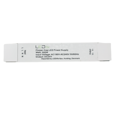 300W 24V strømforsyning - Flicker free, 24V DC, 12,5A, IP20 indendørs