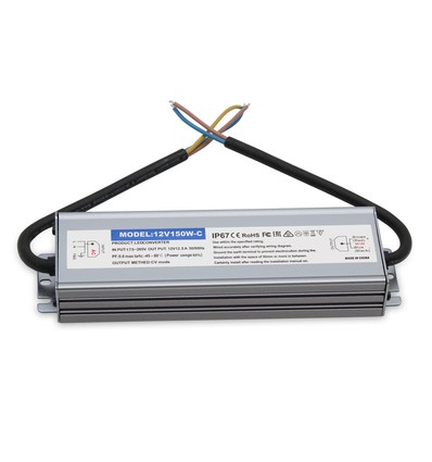 150W strømforsyning - 12V DC, 12,5A, IP67 vandtæt