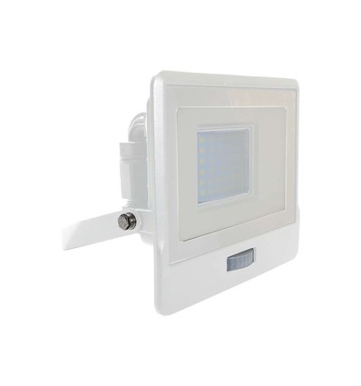 V-Tac 30W LED projektør med sensor, hvid - Samsung LED chip
