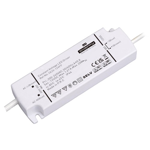 Snappy 20W strømforsyning - 12V DC, 1.67A, IP44