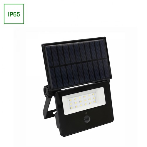 Noctis Solaris Mini projektør 2W - 18650, 110°, IP65, 175x145x30mm, aftageligt batteri, sort