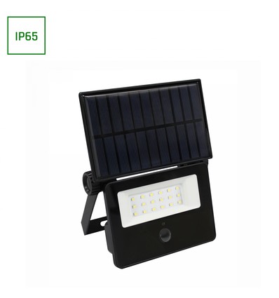 10W solcelle LED projektør med sensor - IP65, PIR sensor, aftageligt solpanel, udendørs