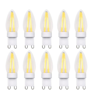 10 stk. G9 dæmpbare 2W pære - 2700K, Filament LED, 230V