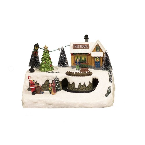 Dekorativ Juleby (Treehouse Town) med LED lys og musik