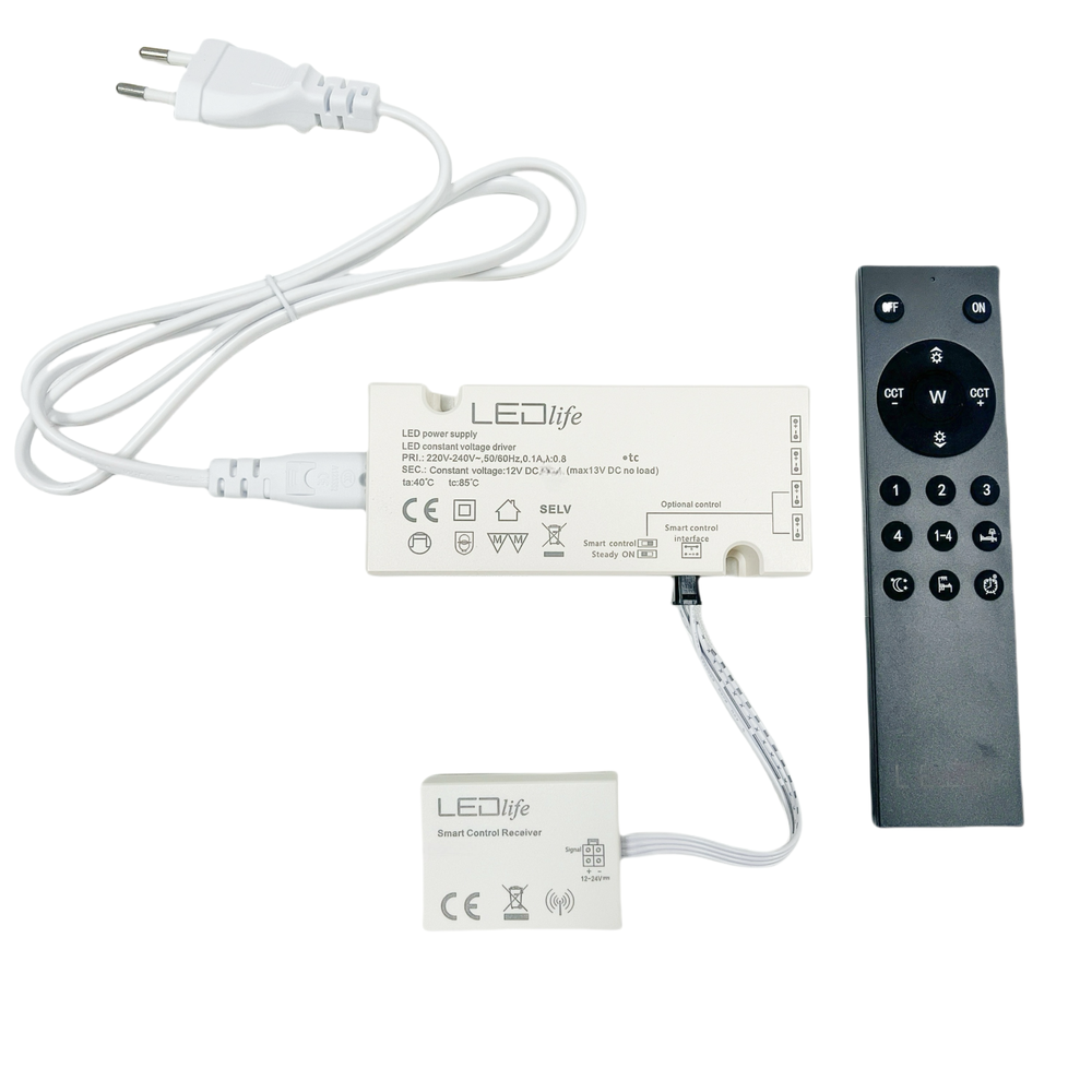 LEDlife Møbelspot dæmpbar strømforsyning 15W - Til Sono og Reco møbelspot, RF, maks. 4 spot, inkl. fjernbetjening