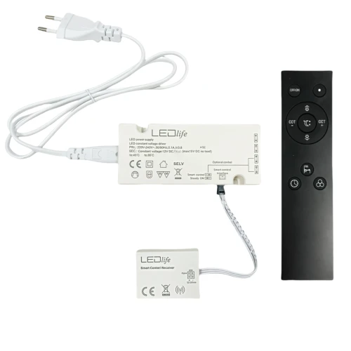 LEDlife Møbelspot Wifi strømforsyning 15W - Til Sono og Reco møbelspot, Tuya/Smart Life, RF, maks. 4 spot, inkl. fjernbetjening