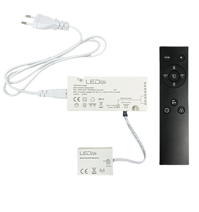 LEDlife Møbelspot Wifi strømforsyning 15W - Til Sono og Reco møbelspot, Tuya/Smart Life, RF, maks. 4 spot, inkl. fjernbetjening