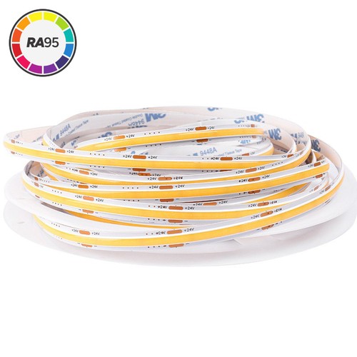 5m 4W/m 2700K RA95 Dot-free COB-LED strip - IP20, 320 LED pr. meter, 24V, COB LED