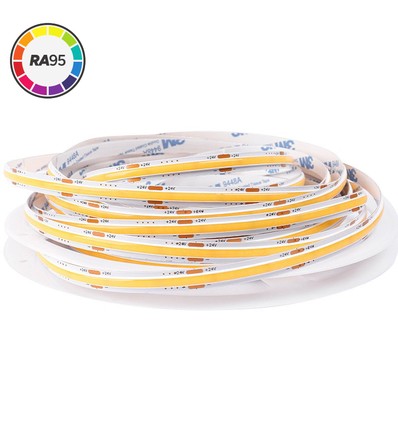 5m 12W/m Dot-free COB-LED strip - IP20, RA90, 320 LED pr. meter, 24V, COB LED