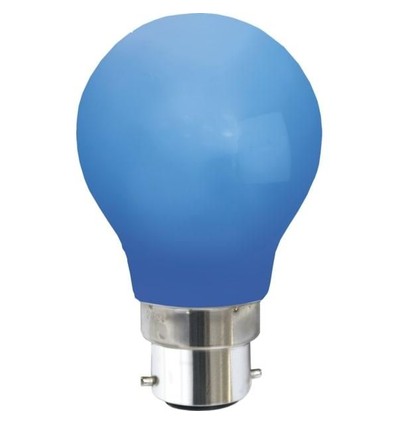 Farvede B22 LED Pære På 1W i Blå, Ø55, 230V - 360°