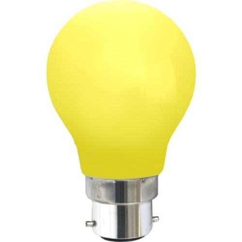 Farvede B22 LED Pære På 1W i Gul, Ø55, 230V - 360°