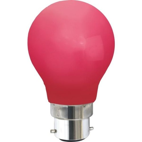 Farvede B22 LED Pære På 1W i Rød, Ø55, 230V - 360°