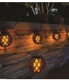 LED Solcelle Flamme Fakkel Lyskæde Med 5 x Fakkelkurve, IP44 i Sort