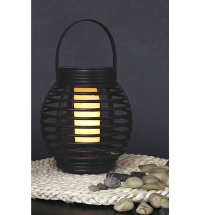 LED Solcelle Flamme Fakkel Bordlampe, IP44 i Sort
