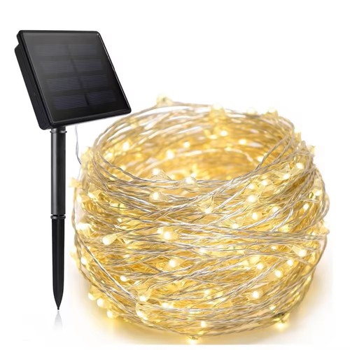 Solcelle Lyskæde Med 200 Micro LED Lys i 2700K - 20 Meter