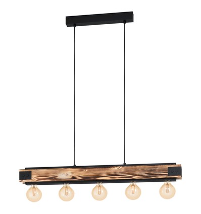 EGLO Layham Pendel Lampe Til 5xE27 i Træ/Sort