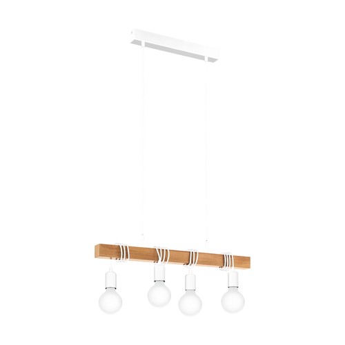 Outlet: EGLO Townshend 4 Pendel Med E27 i Hvid/Træ