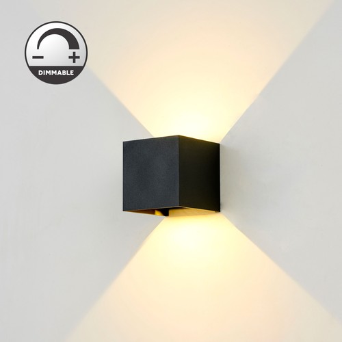 LEDlife CUBIC 6W Dæmpbar væglampe - Sort, firkantet, op/ned, justerbar, inde / ude, IP65, inkl. lyskilde