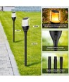 Outlet: Eksklusiv LED Solcelle Fakkel, IP65 i Sort - (4 Stk. Pakke)