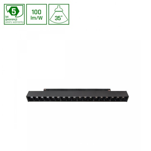 SHIFT Grid M - Skinne Lys, 303x23x42mm, 17W, 35°, Sort, DALI