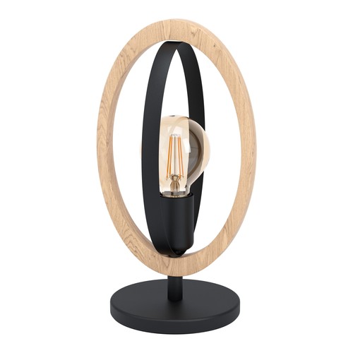 Outlet: EGLO Basildon Bordlampe Til E27 i Træ/Sort