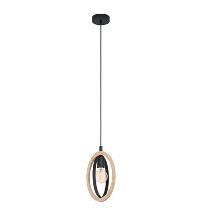 Outlet: EGLO Basildon Pendel Lampe Til E27 i Træ/Sort