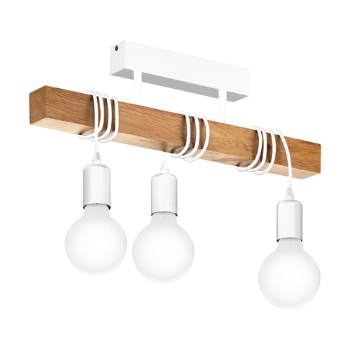 Outlet: EGLO Townshend Loftlampe Med 3 x E27 i Hvid/Træ