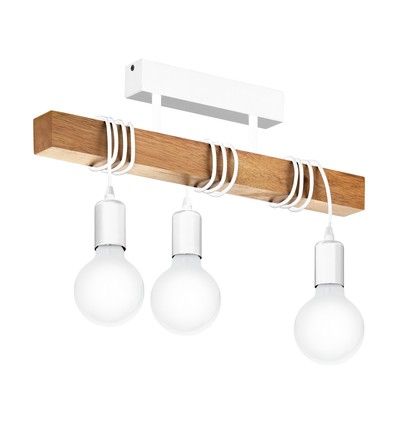 Outlet: EGLO Townshend Loftlampe Med 3 x E27 i Hvid/Træ