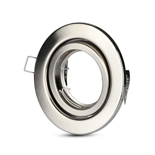 GU10 lampe - rundt, satin nikkel
