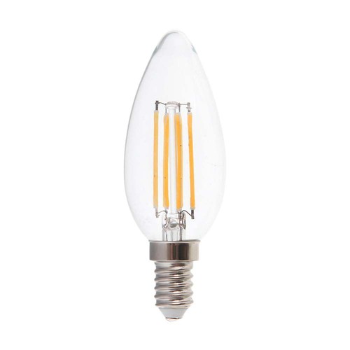 E14 6W LED kertepære filament - 600lm, klar glas, 4000K