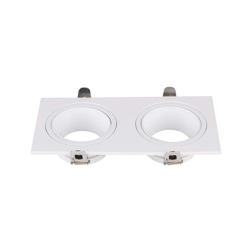 2 Hoved Spotlight Lamper - Jern+PC, Hvid+Hvid