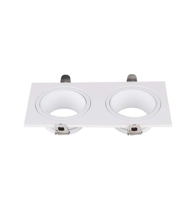 2 Hoved Spotlight Lamper - Jern+PC, Hvid+Hvid