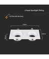 2 Hoved Spotlight Lamper - Jern+PC, Hvid+Hvid