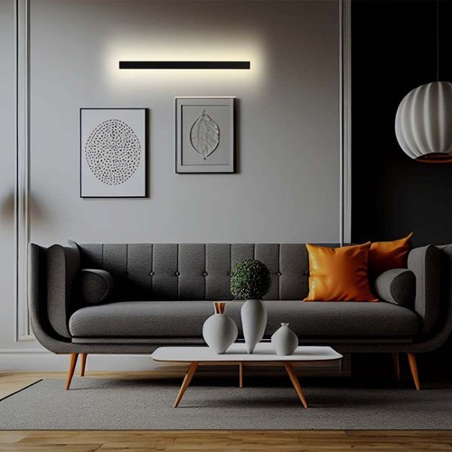 23W Lineært Væglys - LED, 1410*60*50mm, 3000K, Sort Hus, IP65