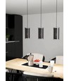 Outlet: EGLO PINTO TEXTIL Langbords Pendel 3 x E27 i Sort/Glas