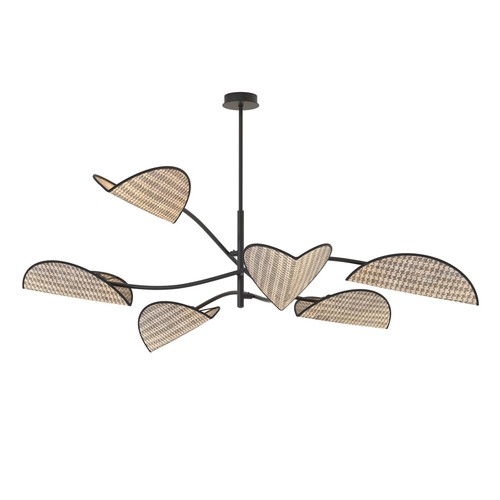 Lotus 6 Sort/Naturlig loftslampe - E14, 230V, uden lyskilde