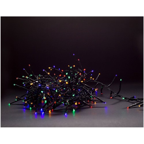 Outlet: 8 m. multicolor cluster LED julelyskæde - 400 LED, memory funktion, IP44 udendørs, 230V